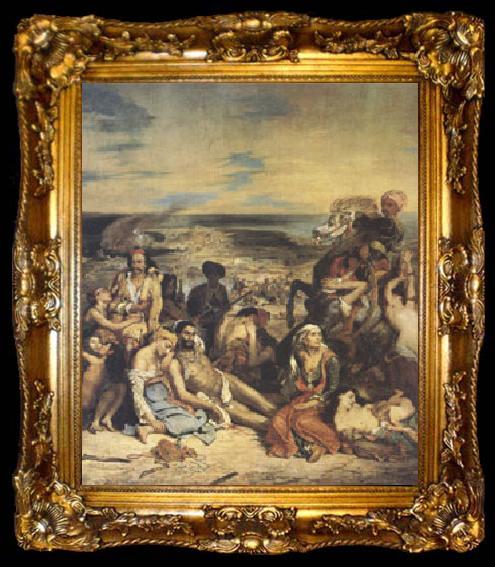 framed  Eugene Delacroix Scenes of the Massacres of Scio;Greek Families Awaiting Death or Slavery (mk05), ta009-2